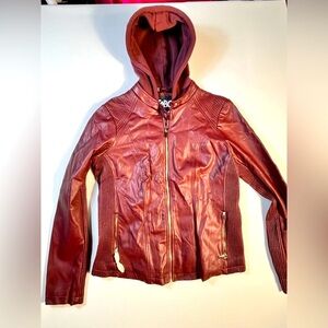 GBG Los Angeles by Guess Burgundy Red Faux Leather Jacket XL
